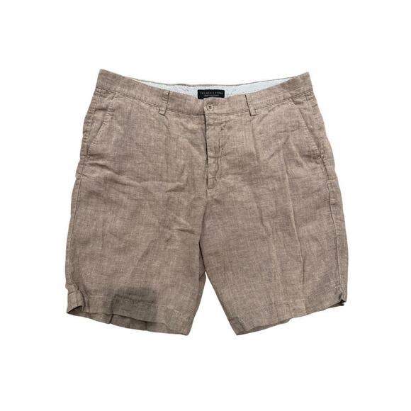 Bloomingdales the Men's Store Size 38 100% Linen Brown Slubbed Fabric Shorts - Picture 1 of 4